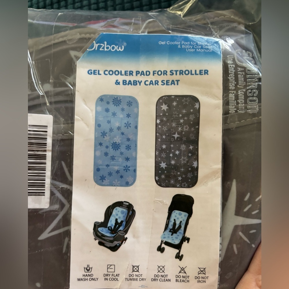 Orzbow Gel Cooling Pad For Stroller  Baby Car Seat Gray Wipe Clean Star Pattern